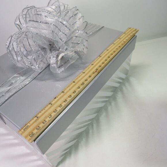 Metallic Silver Striped Gift Box Bow & (2) other Gift Boxes Holographic & white - Picture 2 of 14